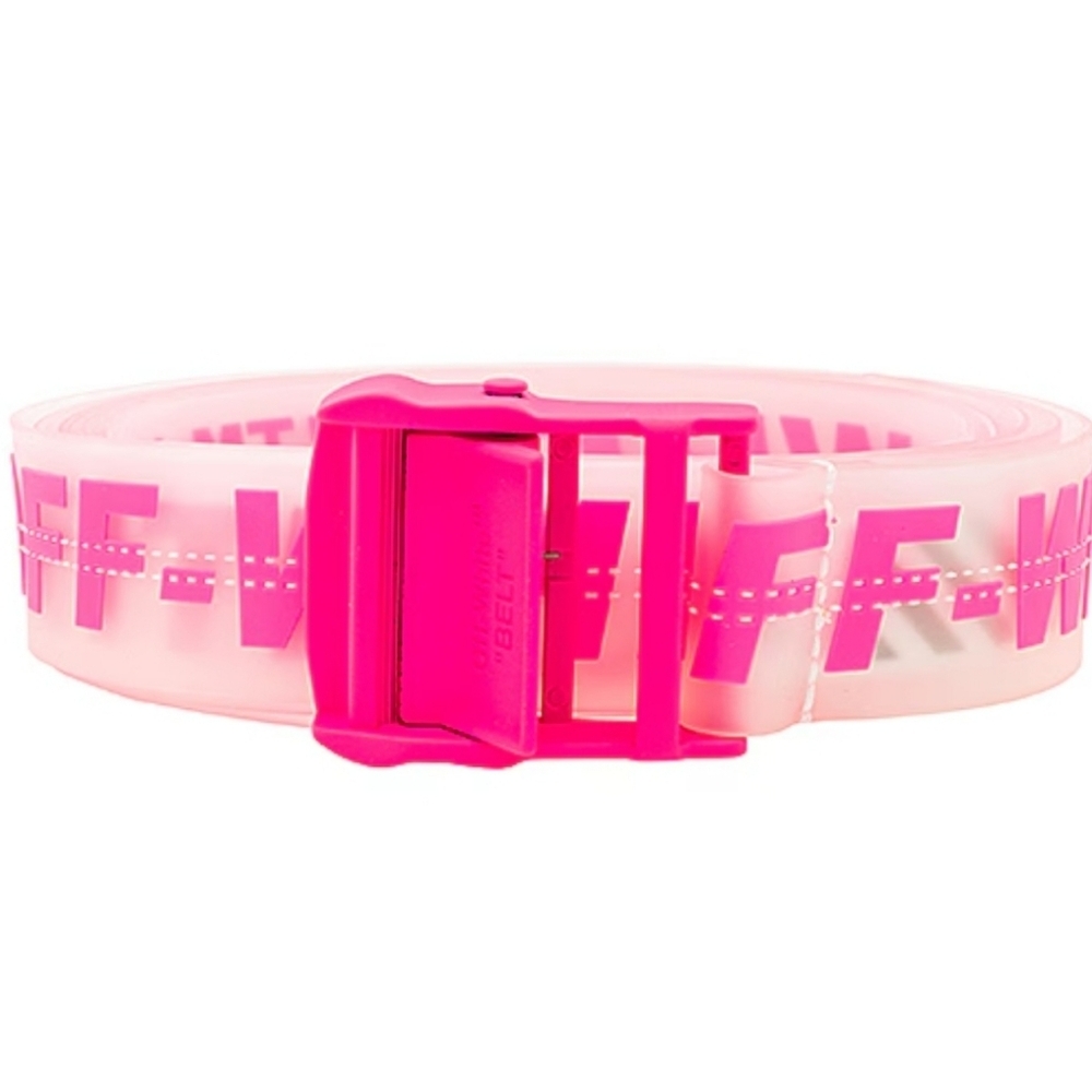 OFF-WHITE Rubber Industrial Belt in Transparent & Fuchsia